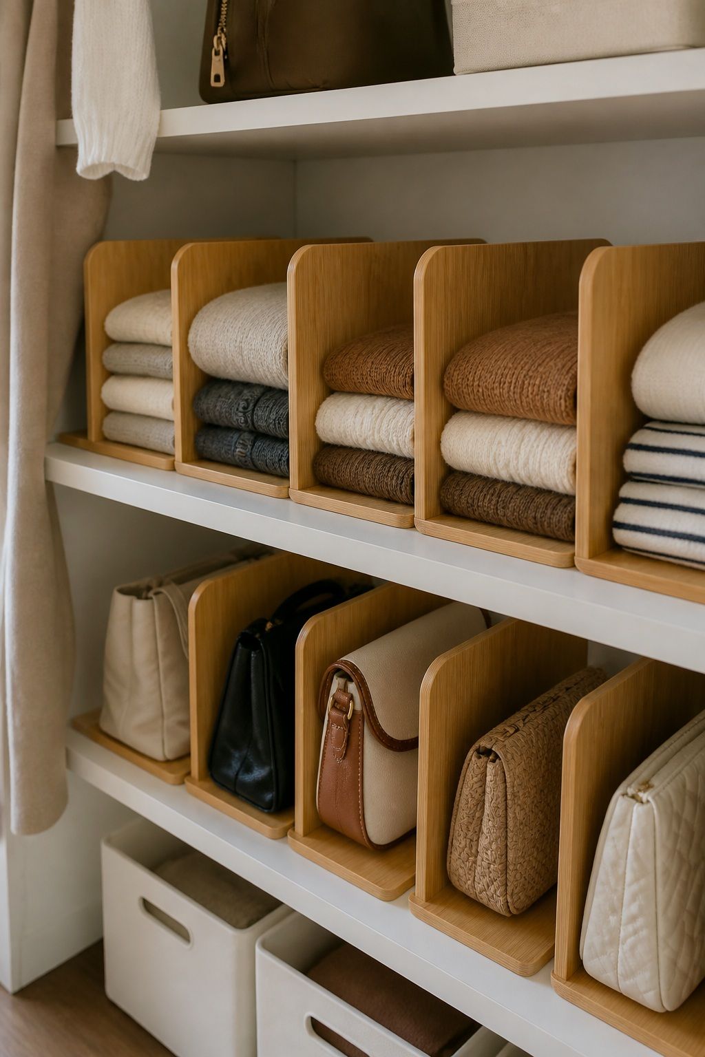 Adjustable Bamboo Shelf Dividers Set of 6 small apartment idea for 20 Home Organization Essentials From Amazon That Make Every Room Feel Calmer.