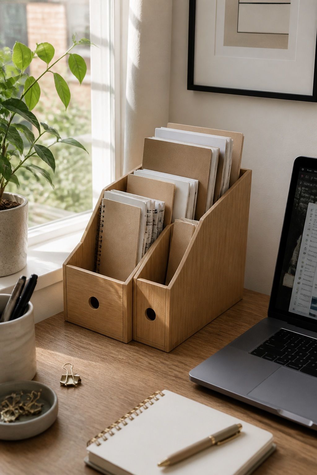 Bamboo Desktop File Holder Set of 3 small apartment idea for 20 Home Organization Essentials From Amazon That Make Every Room Feel Calmer.