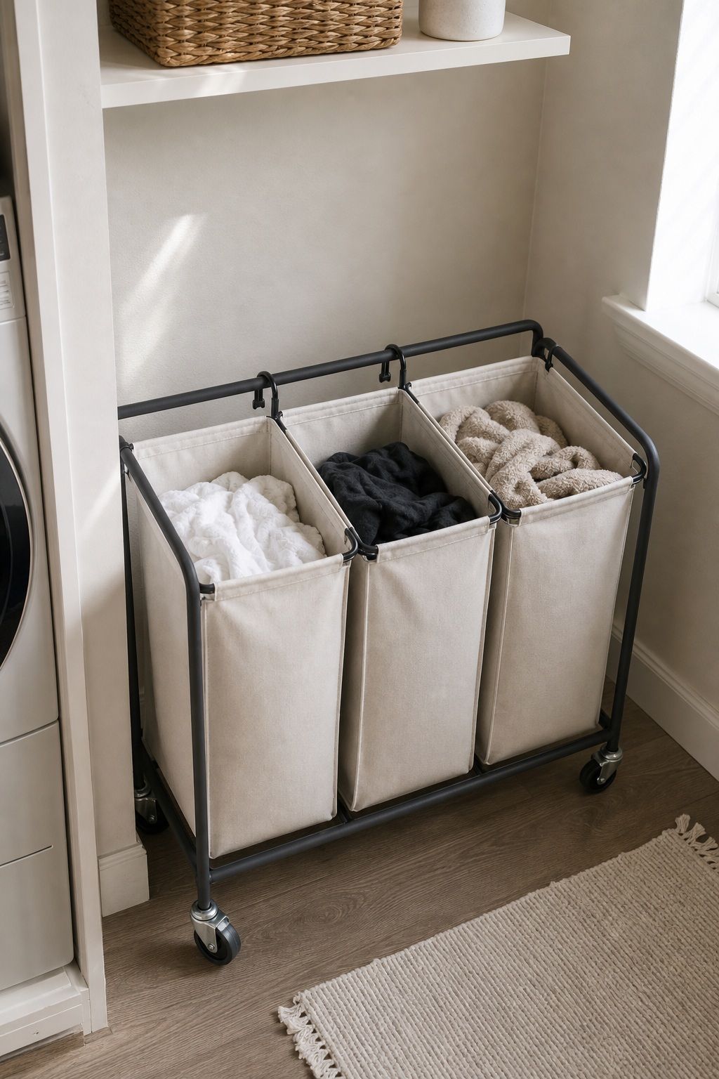 Rolling 3-Bag Laundry Sorter Cart small apartment idea for 20 Home Organization Essentials From Amazon That Make Every Room Feel Calmer.