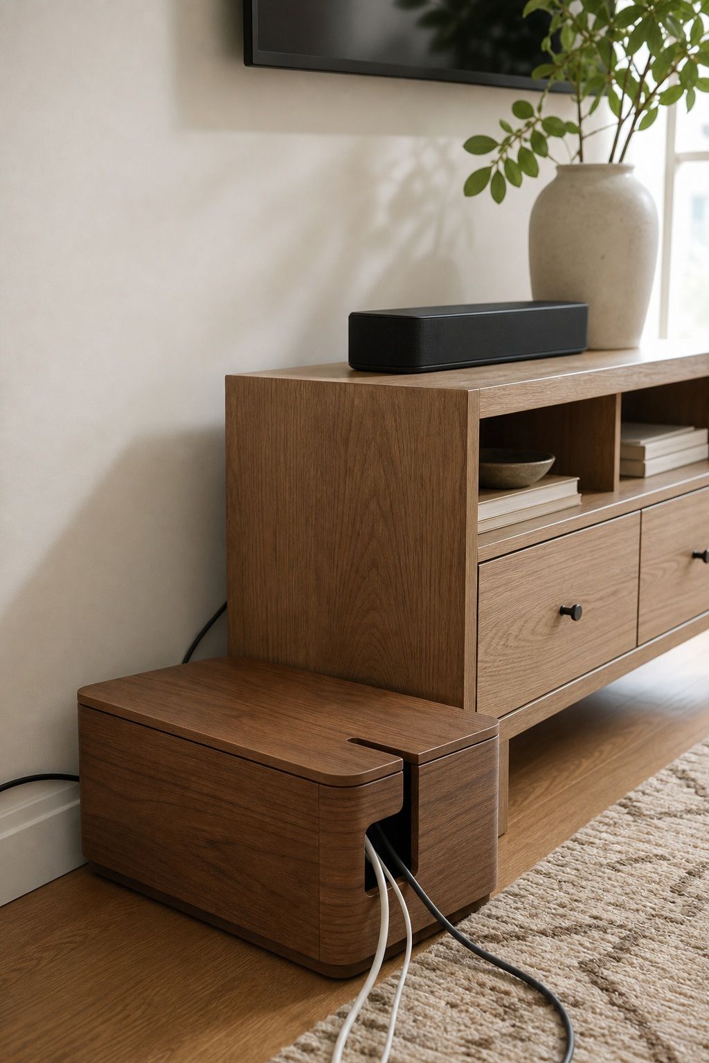 Large Wood Cable Management Box small apartment idea for 20 Home Organization Essentials From Amazon That Make Every Room Feel Calmer.