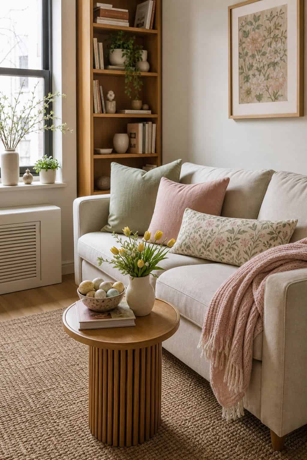 Choose a Gentle, Cohesive Color Palette small apartment idea for Top 17 Easter Home Decor Ideas for Small Apartments.