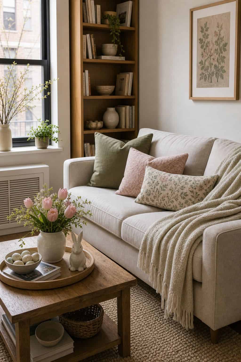 Refresh the Living Room With Soft Textiles small apartment idea for Top 17 Easter Home Decor Ideas for Small Apartments.
