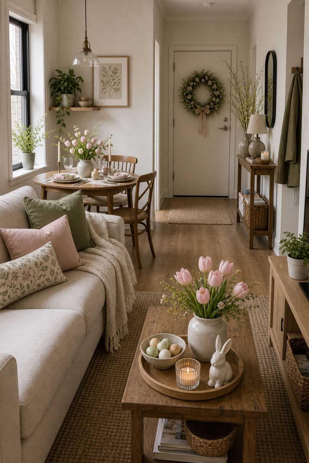 Carry the Soft Look Through the Whole Home small apartment idea for Top 17 Easter Home Decor Ideas for Small Apartments.