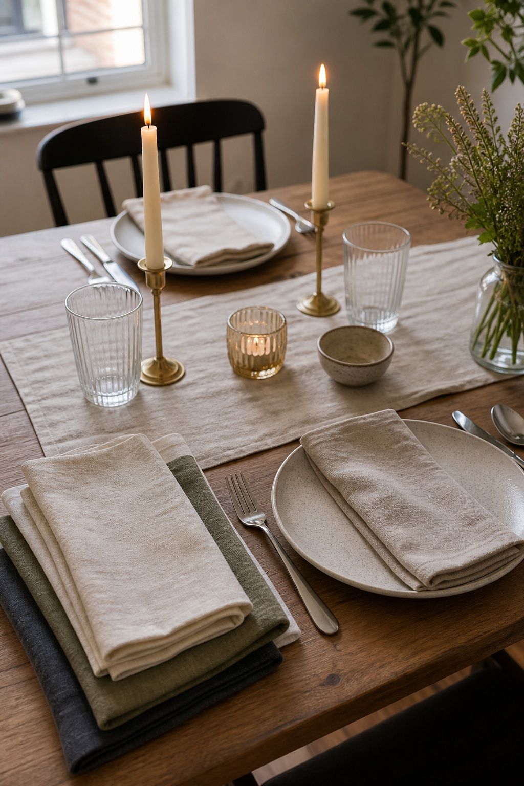 Cloth Napkins Set for a small apartment hosting essentials setup.