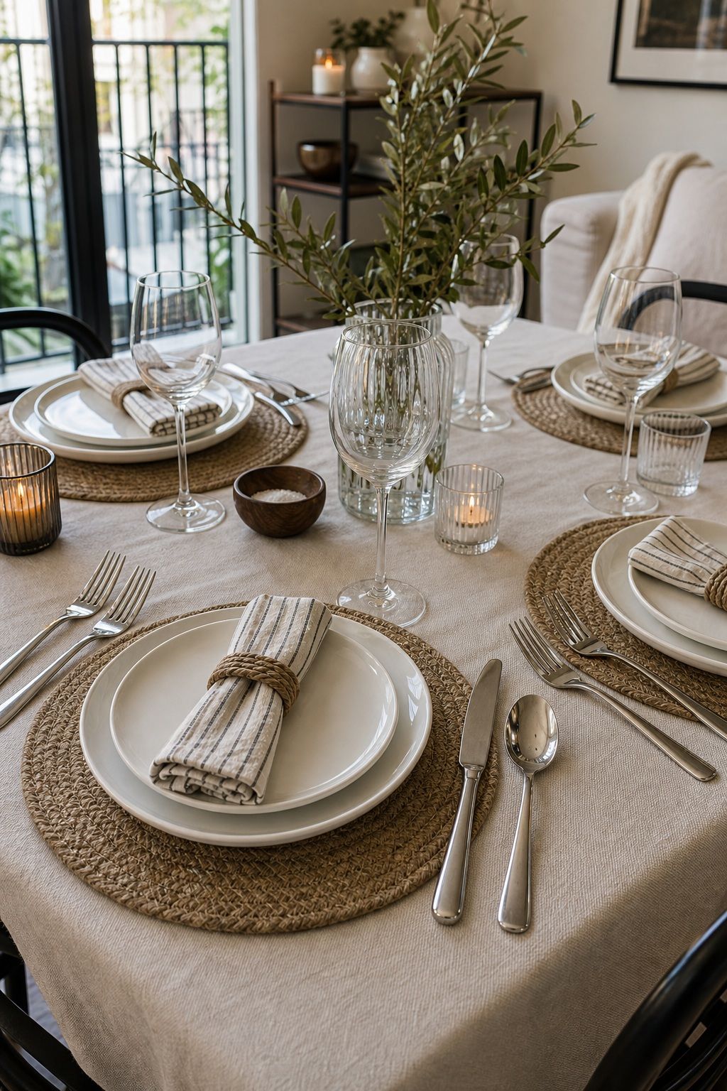 Flatware Set for Entertaining for a small apartment hosting essentials setup.