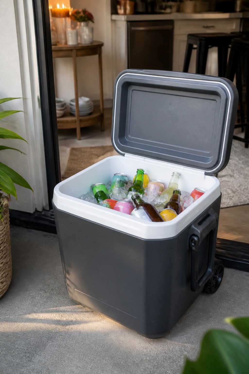 Portable Drink Cooler for a small apartment hosting essentials setup.