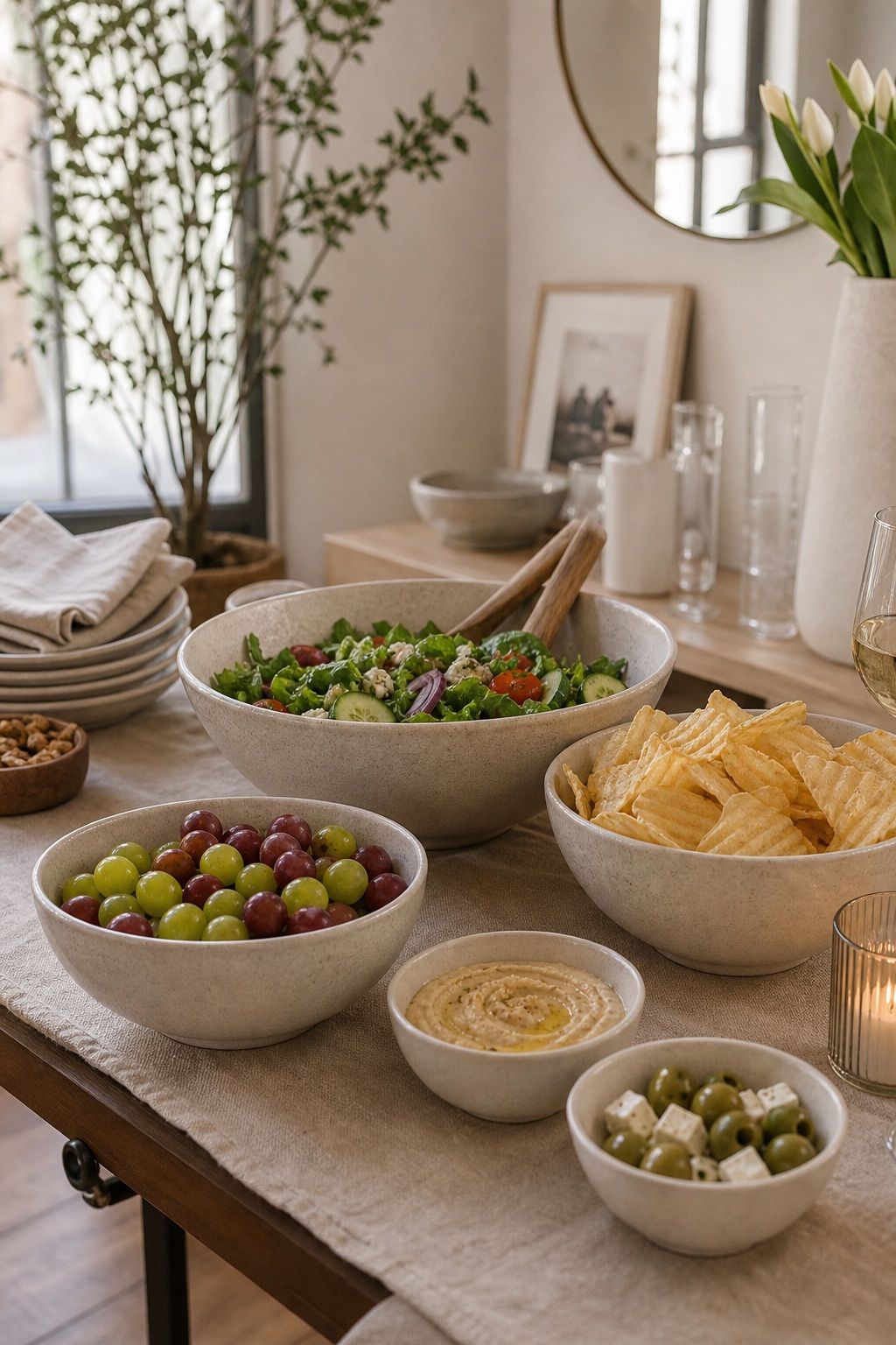 Serving Bowls Set for a small apartment hosting essentials setup.