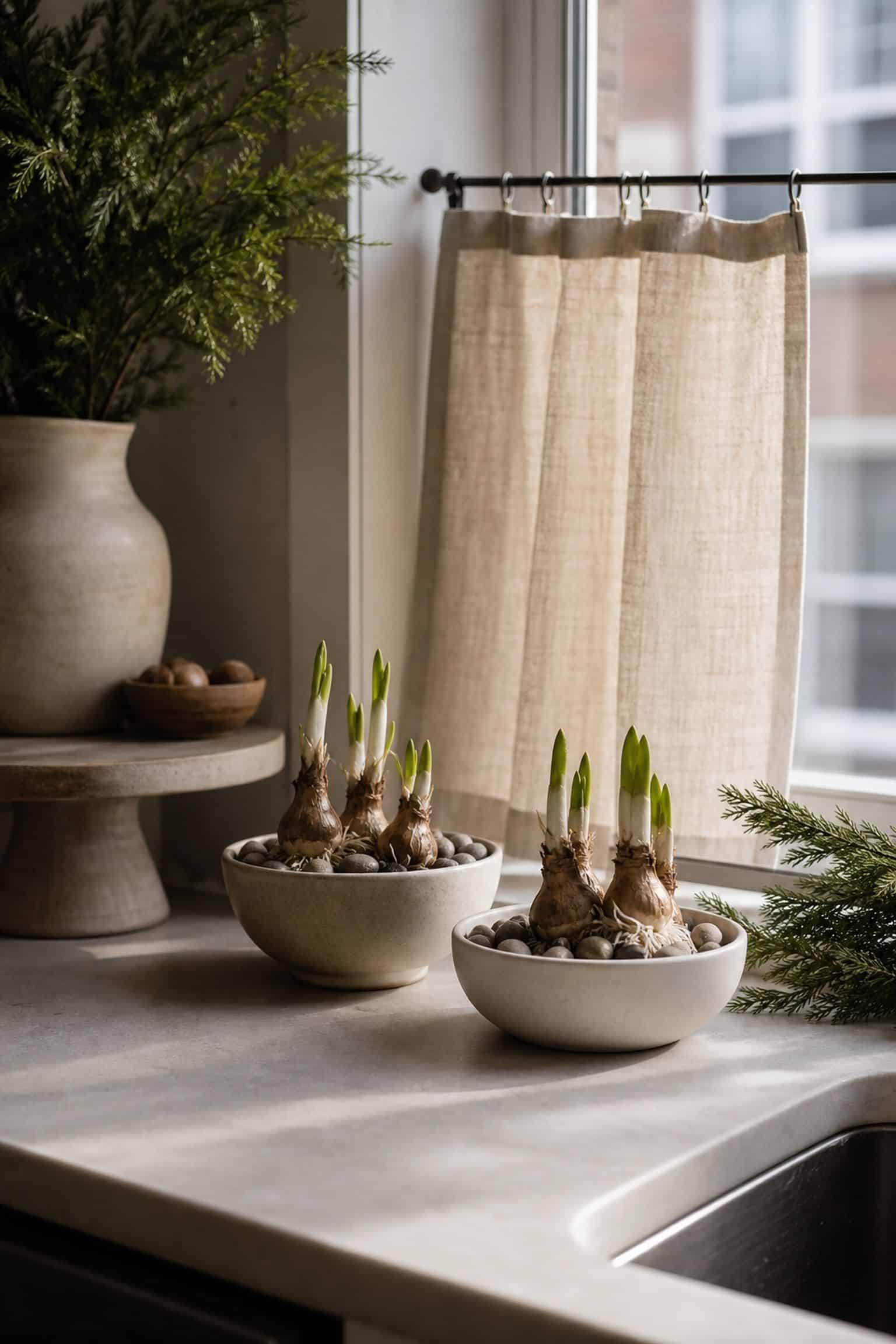 Start Paperwhite Bulbs for Fresh Growth small apartment idea for Top 19 After-Christmas Winter Decor Ideas for Small Apartments.