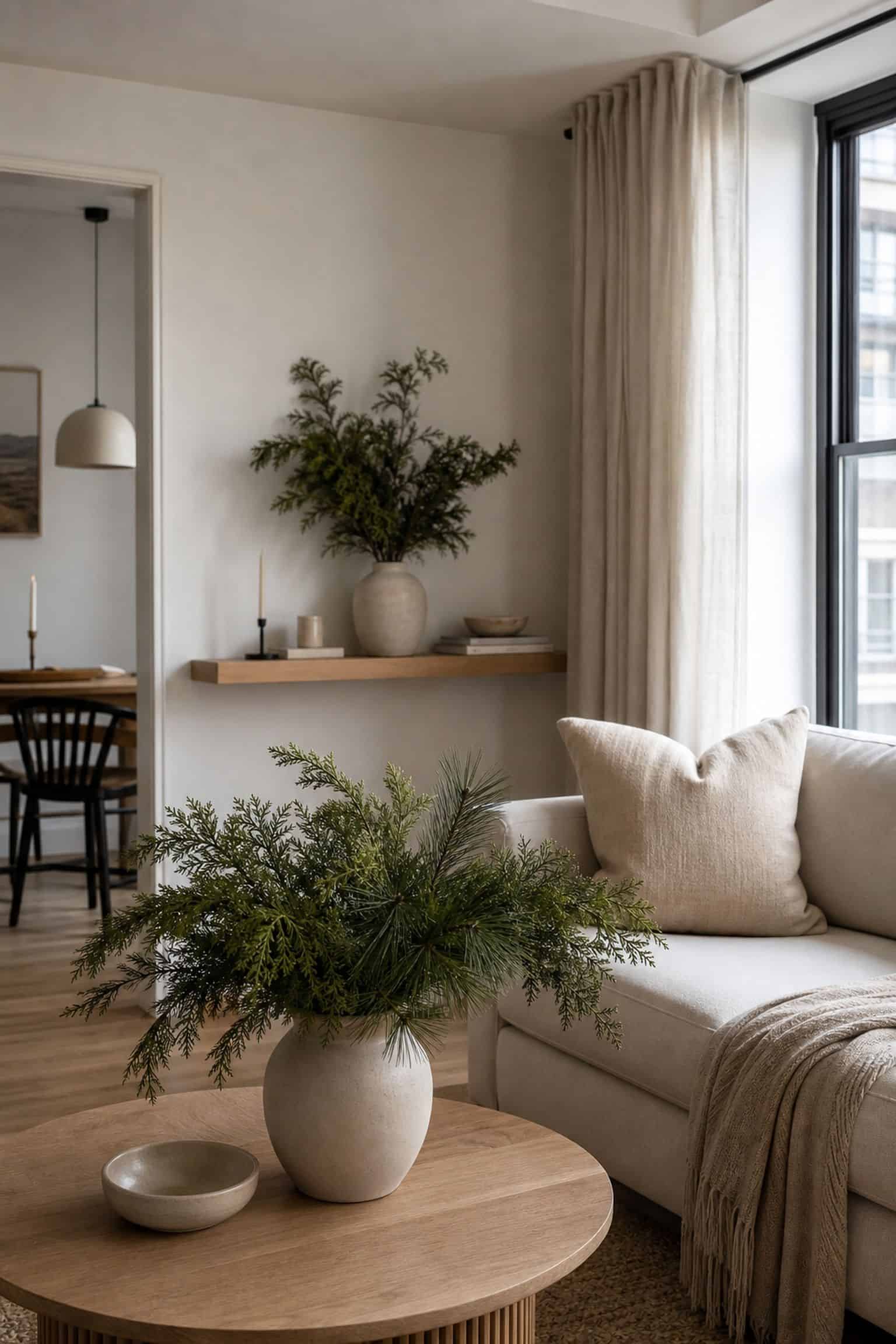 Bring in Winter Greenery Like Cedar and Pine small apartment idea for Top 19 After-Christmas Winter Decor Ideas for Small Apartments.
