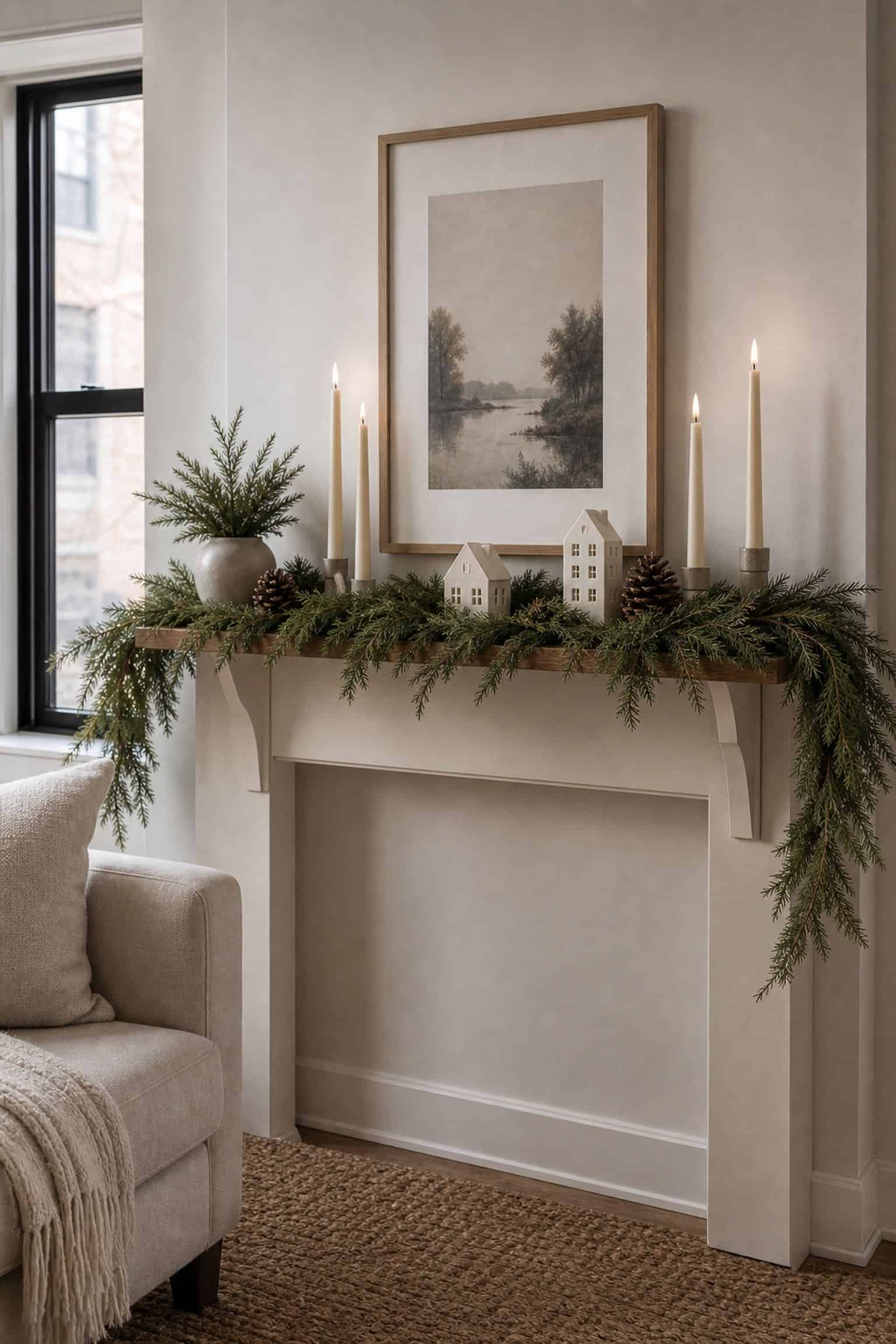 Refresh the Mantle for Winter small apartment idea for Top 19 After-Christmas Winter Decor Ideas for Small Apartments.