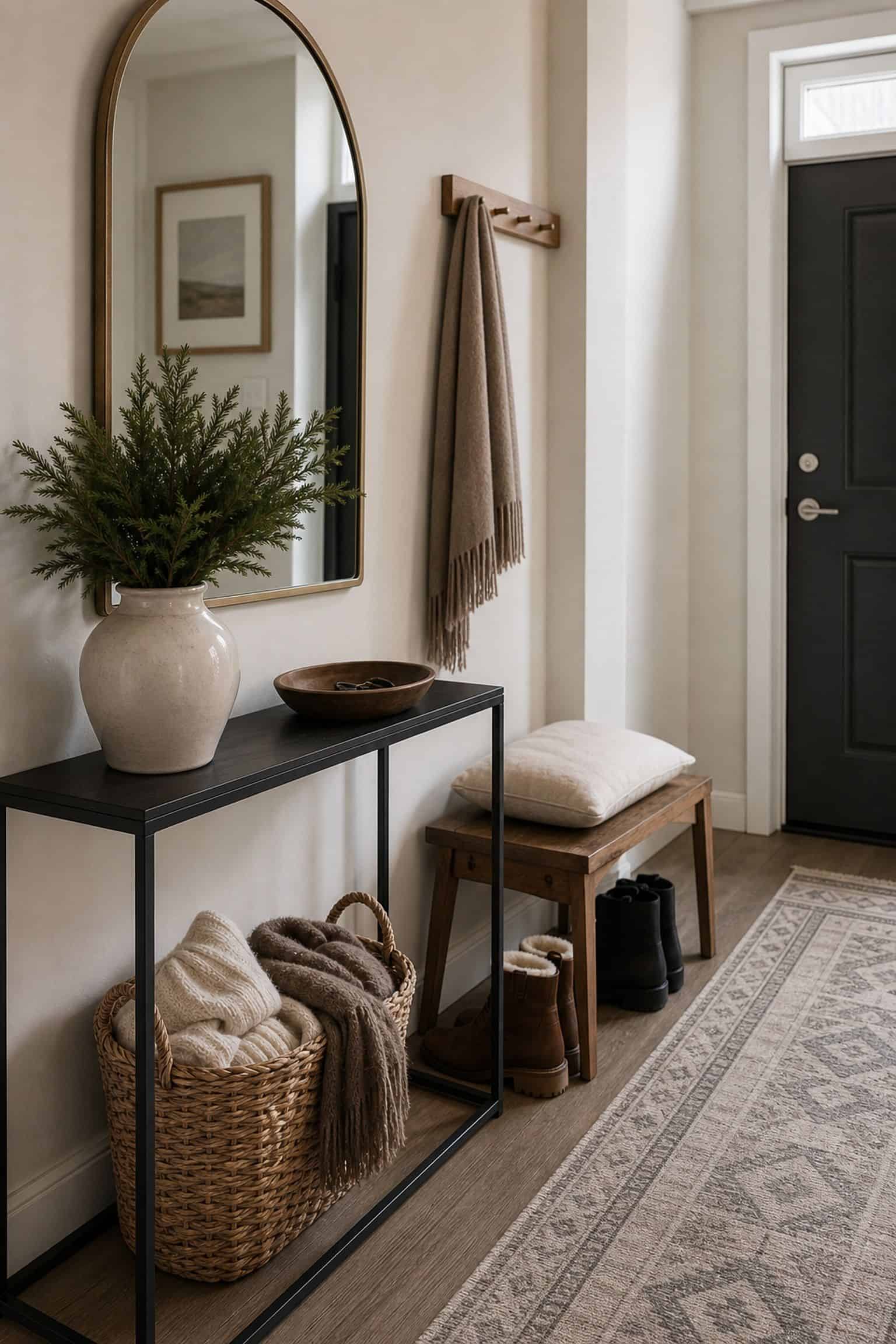 Style the Entryway for Winter small apartment idea for Top 19 After-Christmas Winter Decor Ideas for Small Apartments.