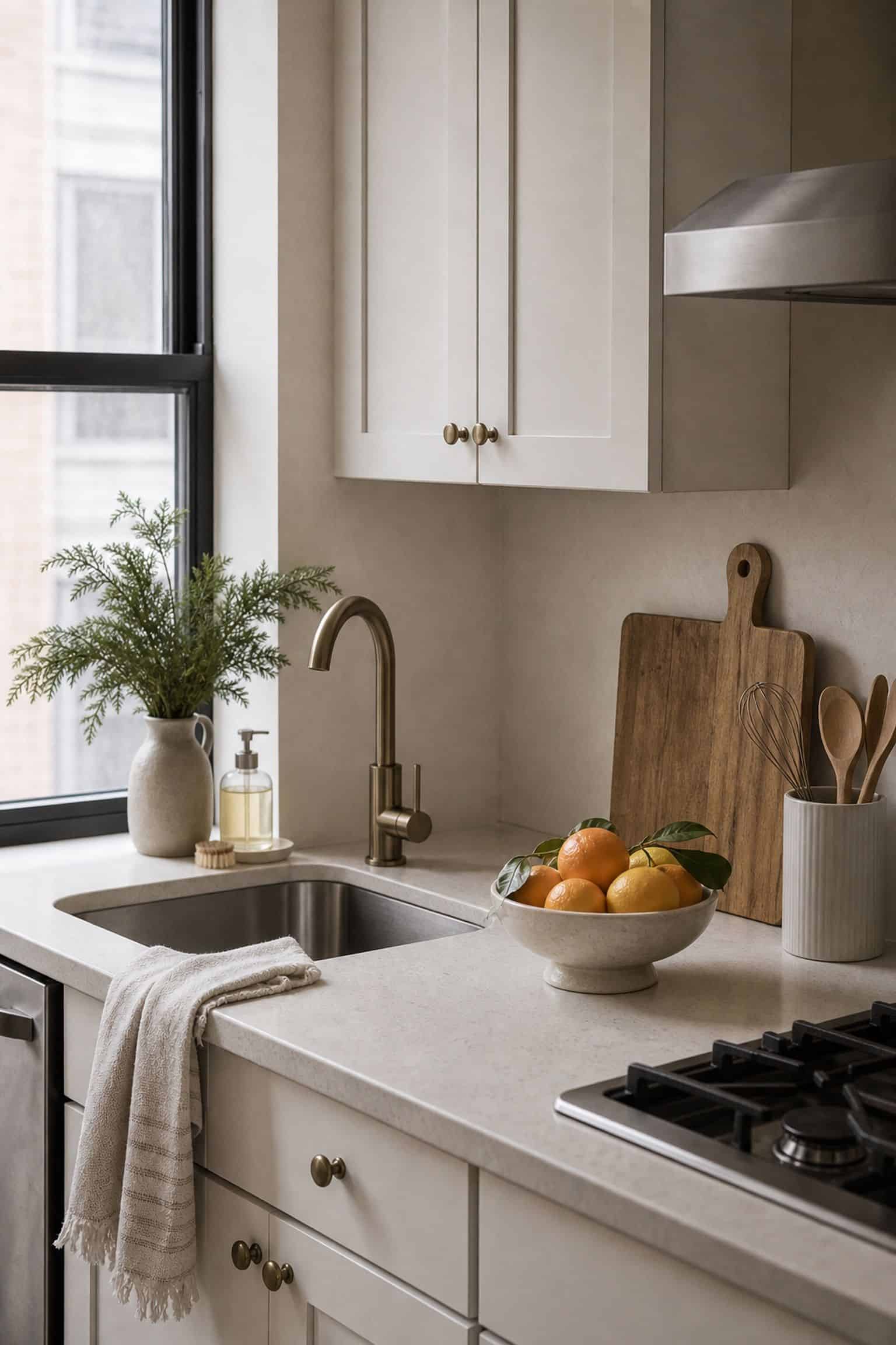 Carry the Transition Into the Kitchen small apartment idea for Top 19 After-Christmas Winter Decor Ideas for Small Apartments.