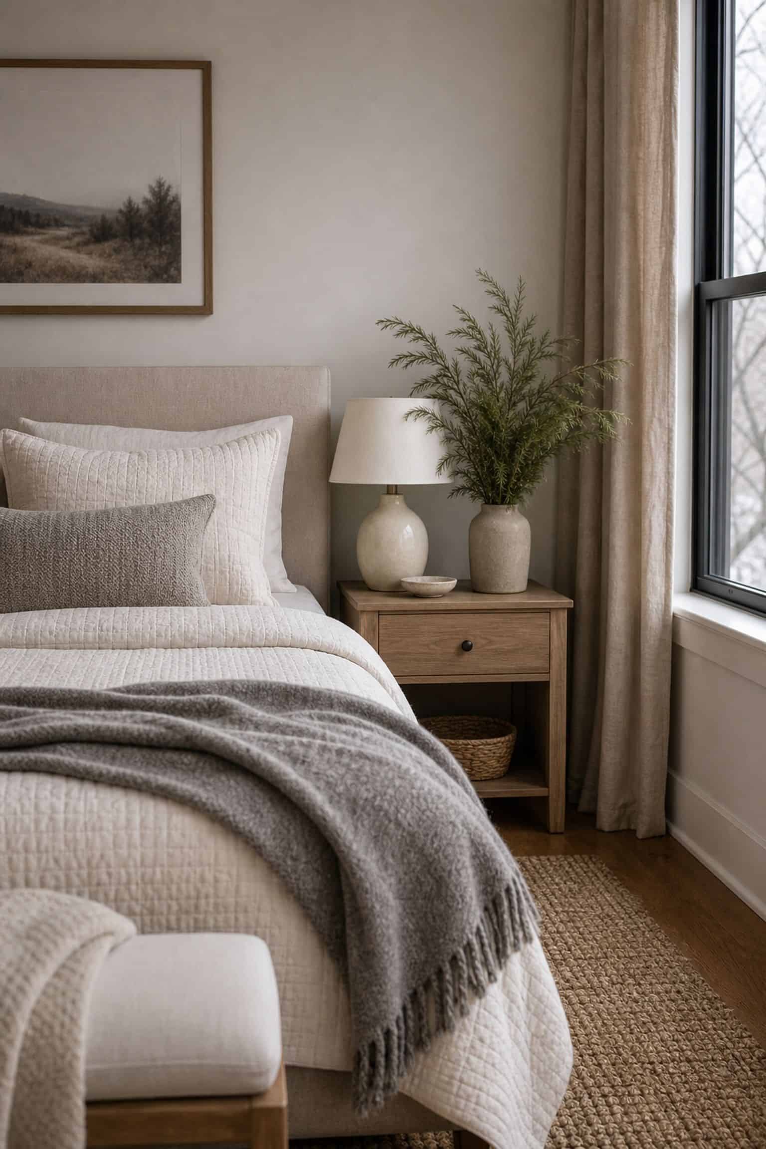 Bring Winter Calm Into the Bedroom small apartment idea for Top 19 After-Christmas Winter Decor Ideas for Small Apartments.