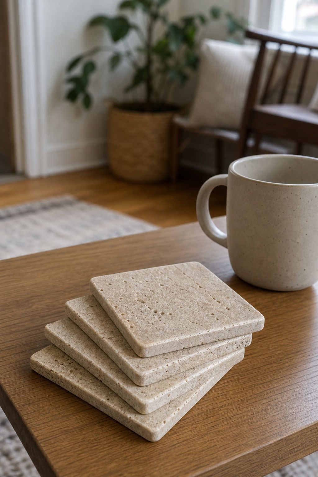 Natural Travertine Stone Coasters Set of 4 small apartment idea for 20 Amazon Home Decor Finds Under $50 That Look Way More Expensive.