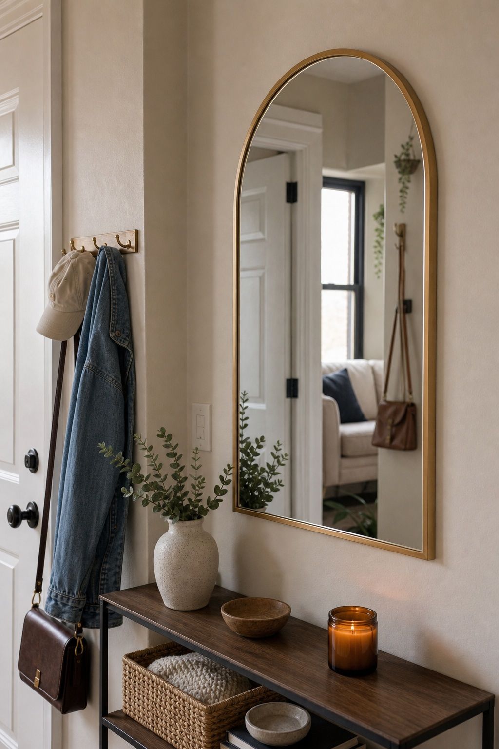 Small Arched Gold Wall Mirror 14x20 small apartment idea for 20 Amazon Home Decor Finds Under $50 That Look Way More Expensive.