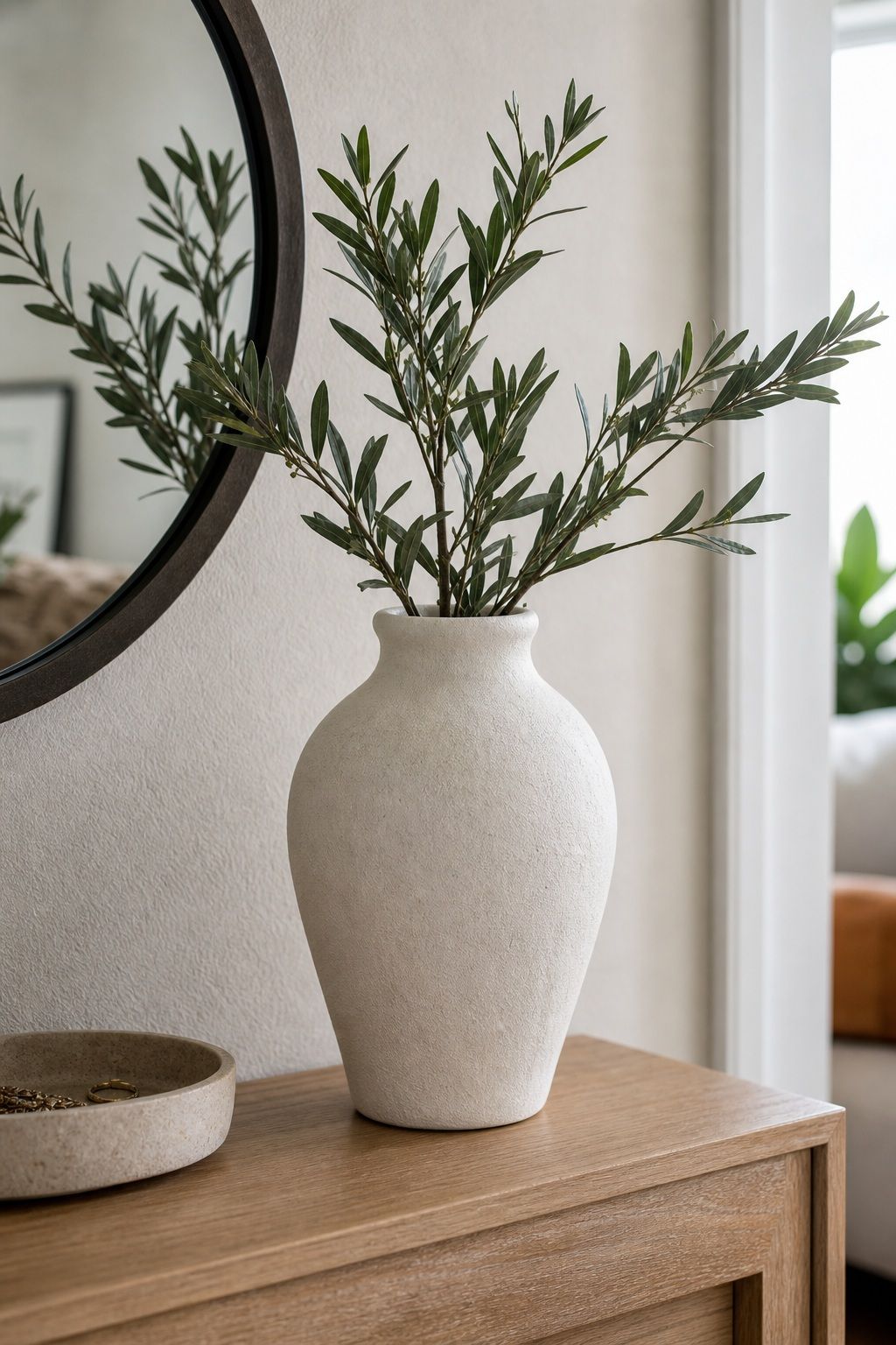 White Textured Plaster-Look Ceramic Vase 9-inch small apartment idea for 20 Amazon Home Decor Finds Under $50 That Look Way More Expensive.