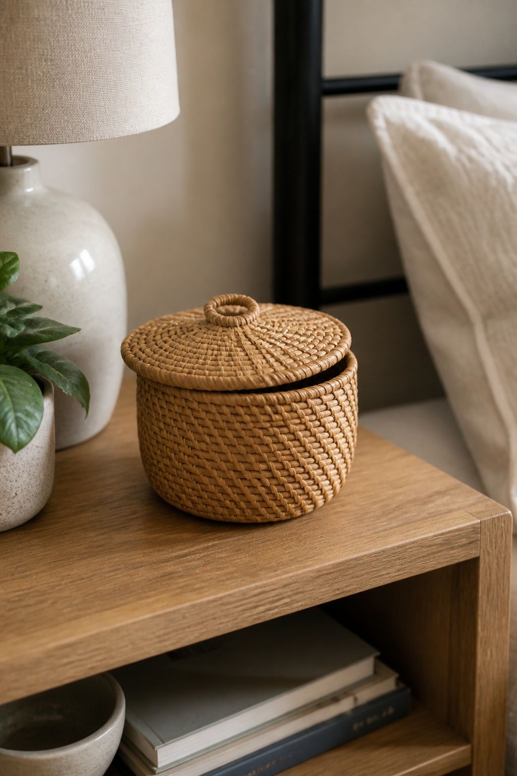 Small Rattan Basket with Lid 9-inch small apartment idea for 20 Amazon Home Decor Finds Under $50 That Look Way More Expensive.