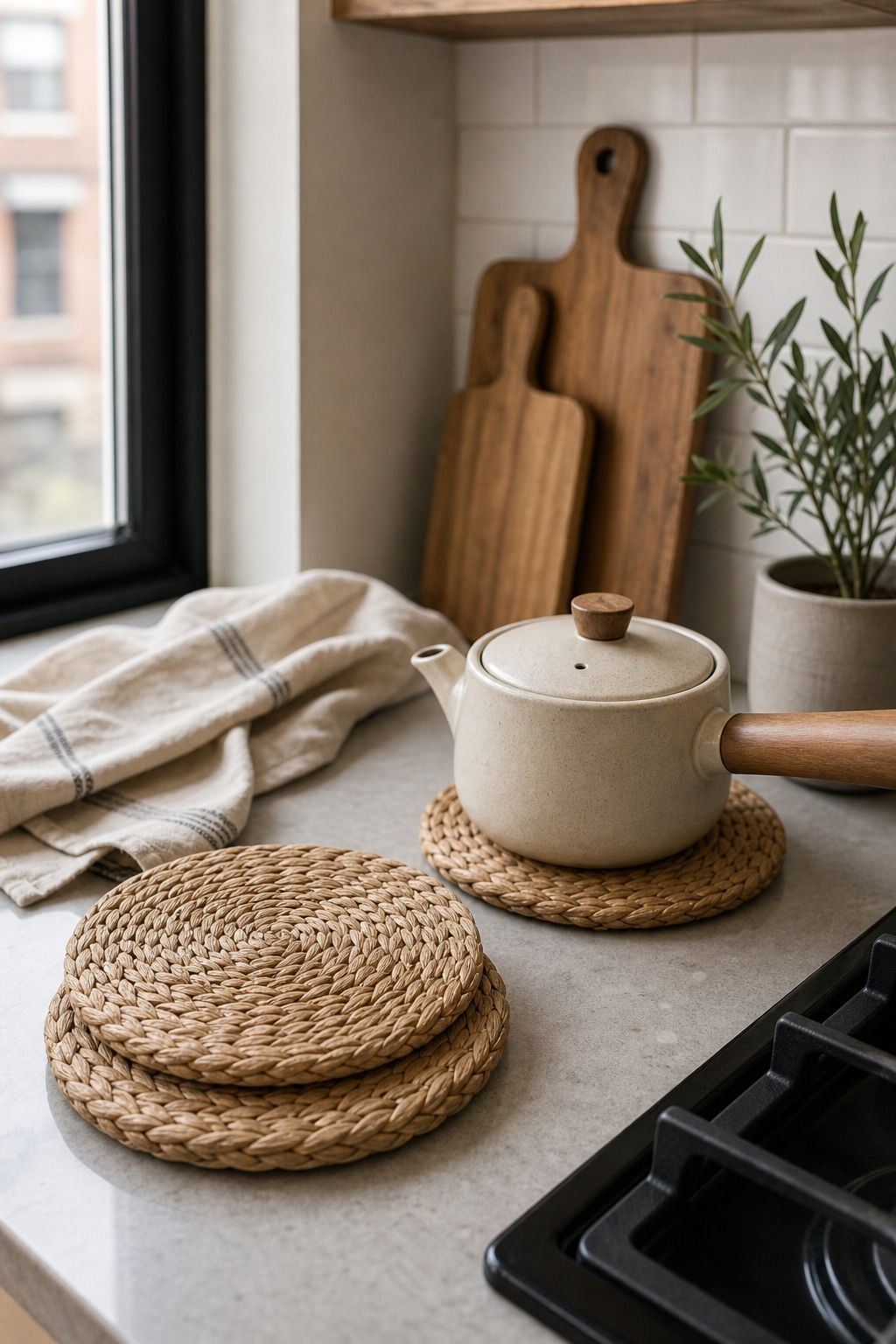 Handwoven Seagrass Trivets Set of 3 small apartment idea for 20 Amazon Home Decor Finds Under $50 That Look Way More Expensive.