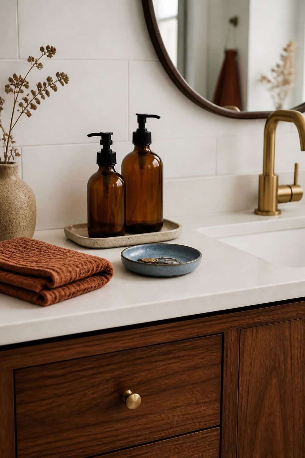 3. Add a Fall Soap and Lotion Set - autumn bathroom decor idea