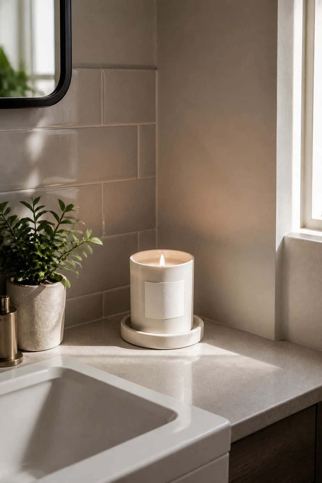 Scented Candle small apartment idea for Top 15 Bathroom Corner Decor Ideas for Small Apartments.