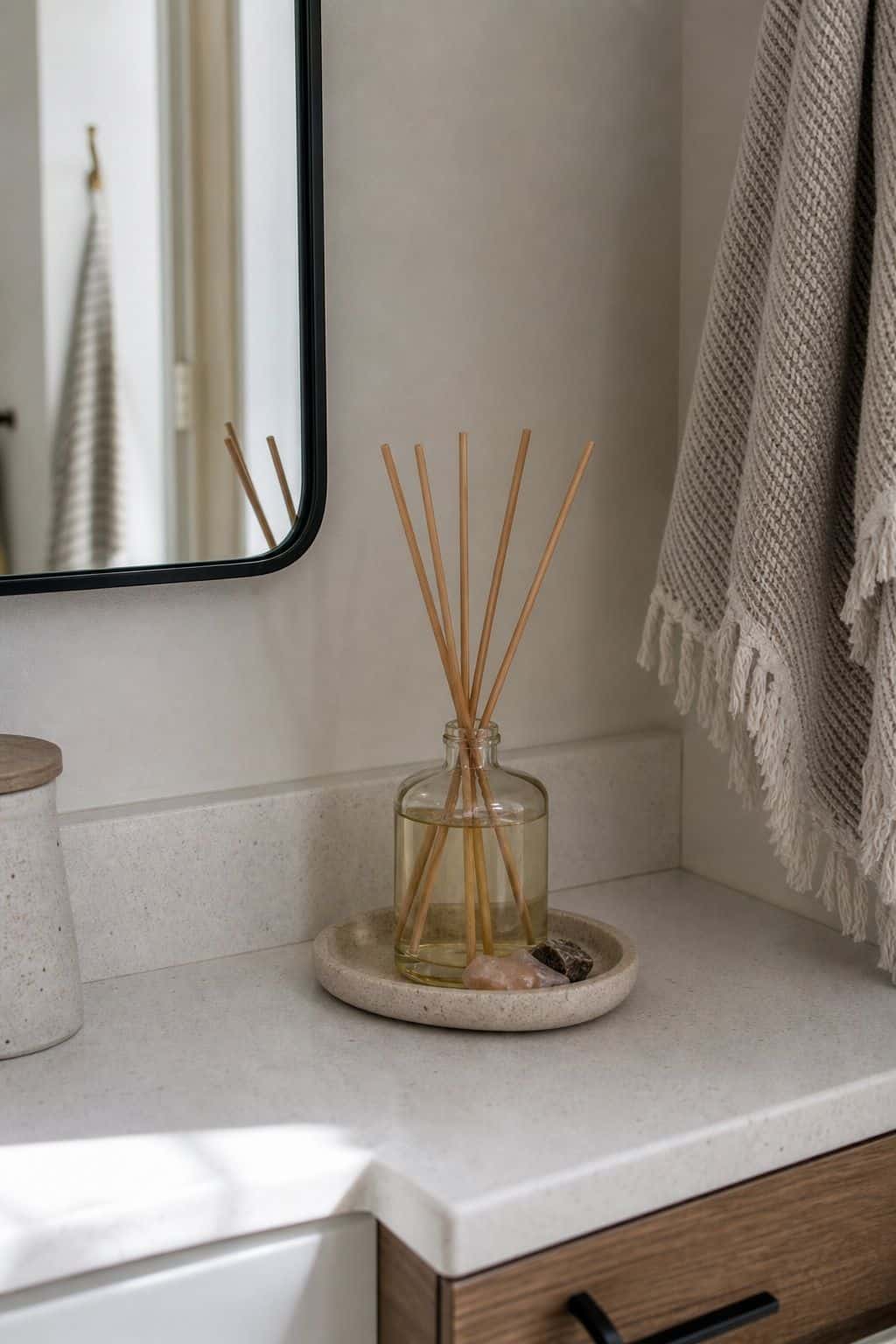 Scented Diffuser small apartment idea for Top 15 Bathroom Corner Decor Ideas for Small Apartments.