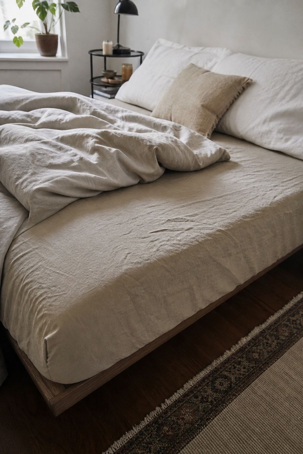 Stonewashed Linen Fitted Sheet Queen small apartment idea for 15 Bedroom Aesthetic Essentials From Amazon That Transform Your Space.