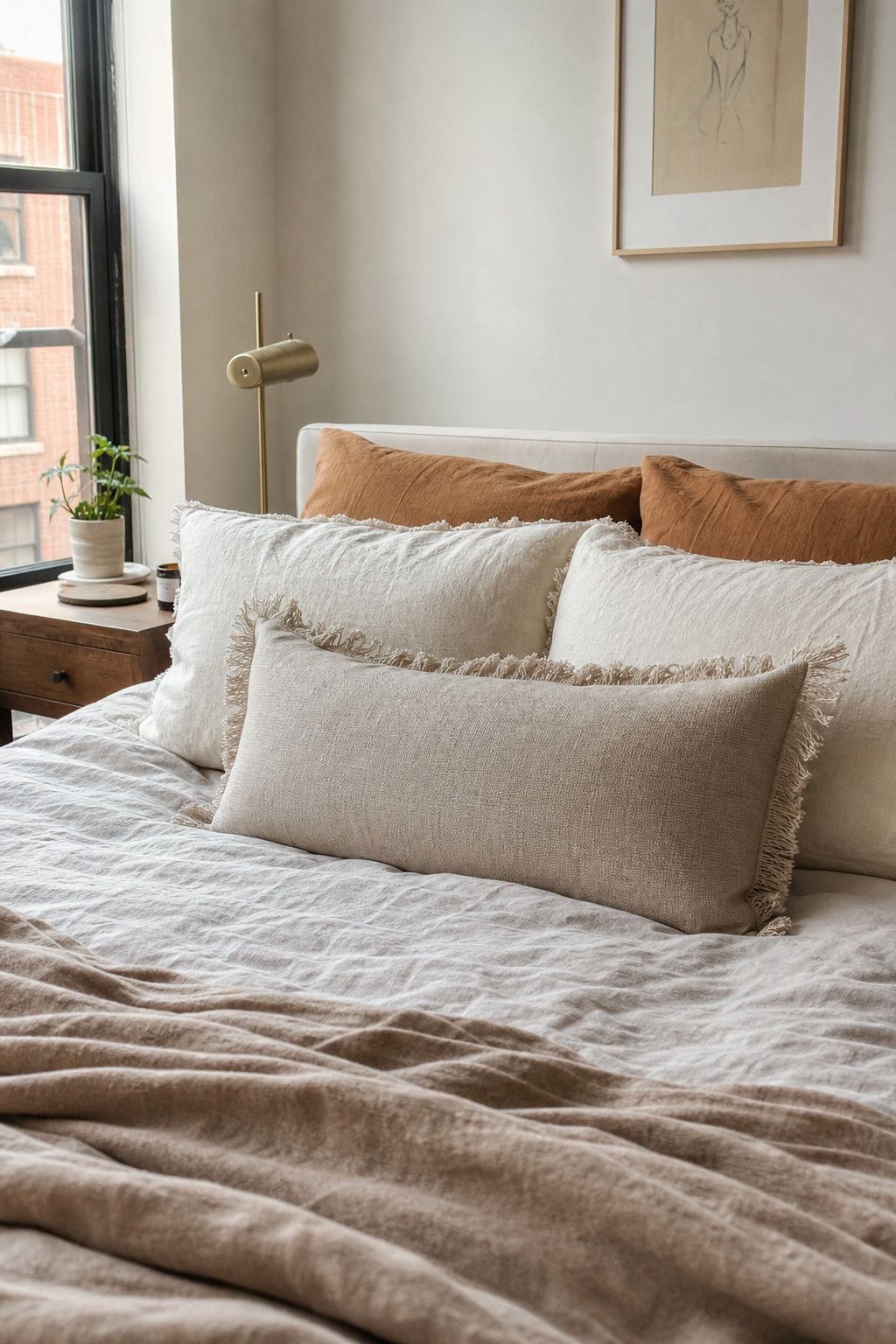 Natural Linen Lumbar Pillow with Fringe small apartment idea for 15 Bedroom Aesthetic Essentials From Amazon That Transform Your Space.