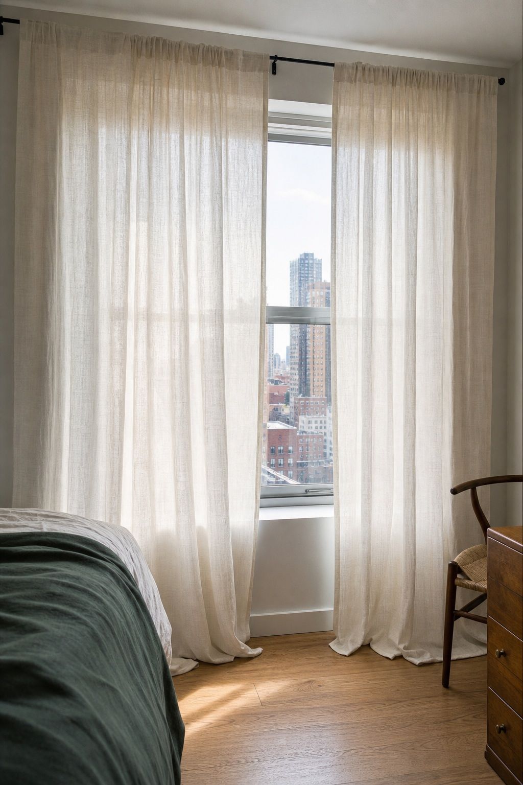 Floor-to-Ceiling Sheer Linen Curtains 108-inch small apartment idea for 15 Bedroom Aesthetic Essentials From Amazon That Transform Your Space.