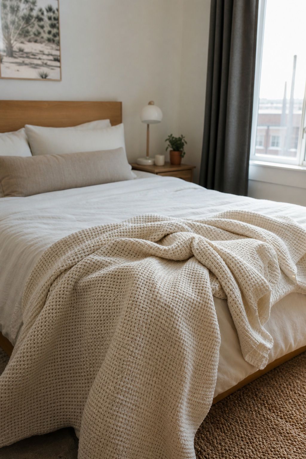 Waffle-Weave Cotton Throw Blanket small apartment idea for 15 Bedroom Aesthetic Essentials From Amazon That Transform Your Space.