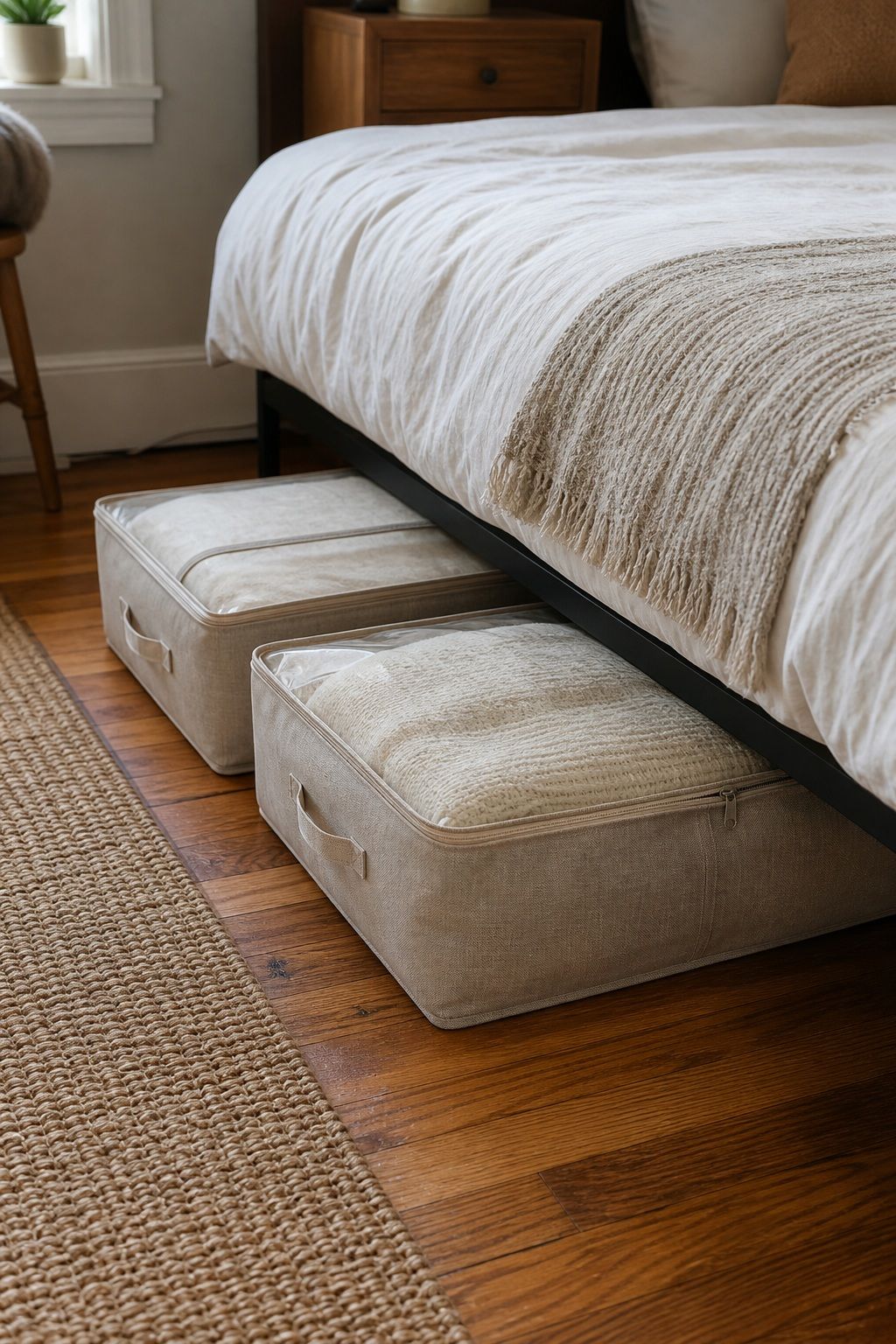 Linen Under-Bed Storage Bags Set of 2 small apartment idea for 15 Bedroom Aesthetic Essentials From Amazon That Transform Your Space.