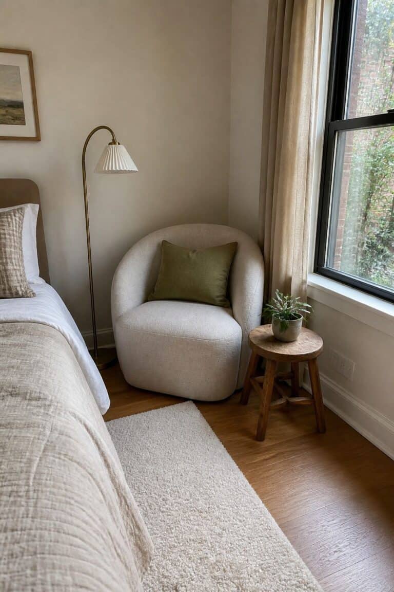 Cushioned Chair small apartment idea for Top 17 Bedroom Corner Decor Ideas for Small Apartments.