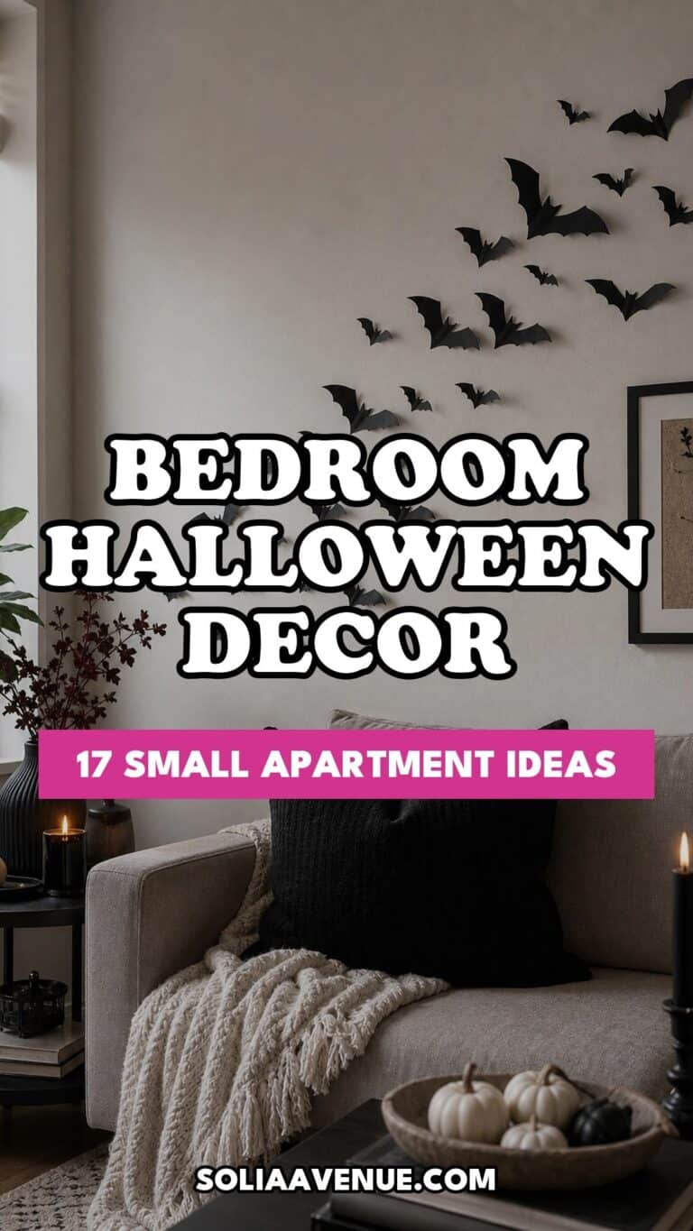 Pinterest pin for Top 17 Bedroom Halloween Decor Ideas for Small Apartments from Solia Avenue.