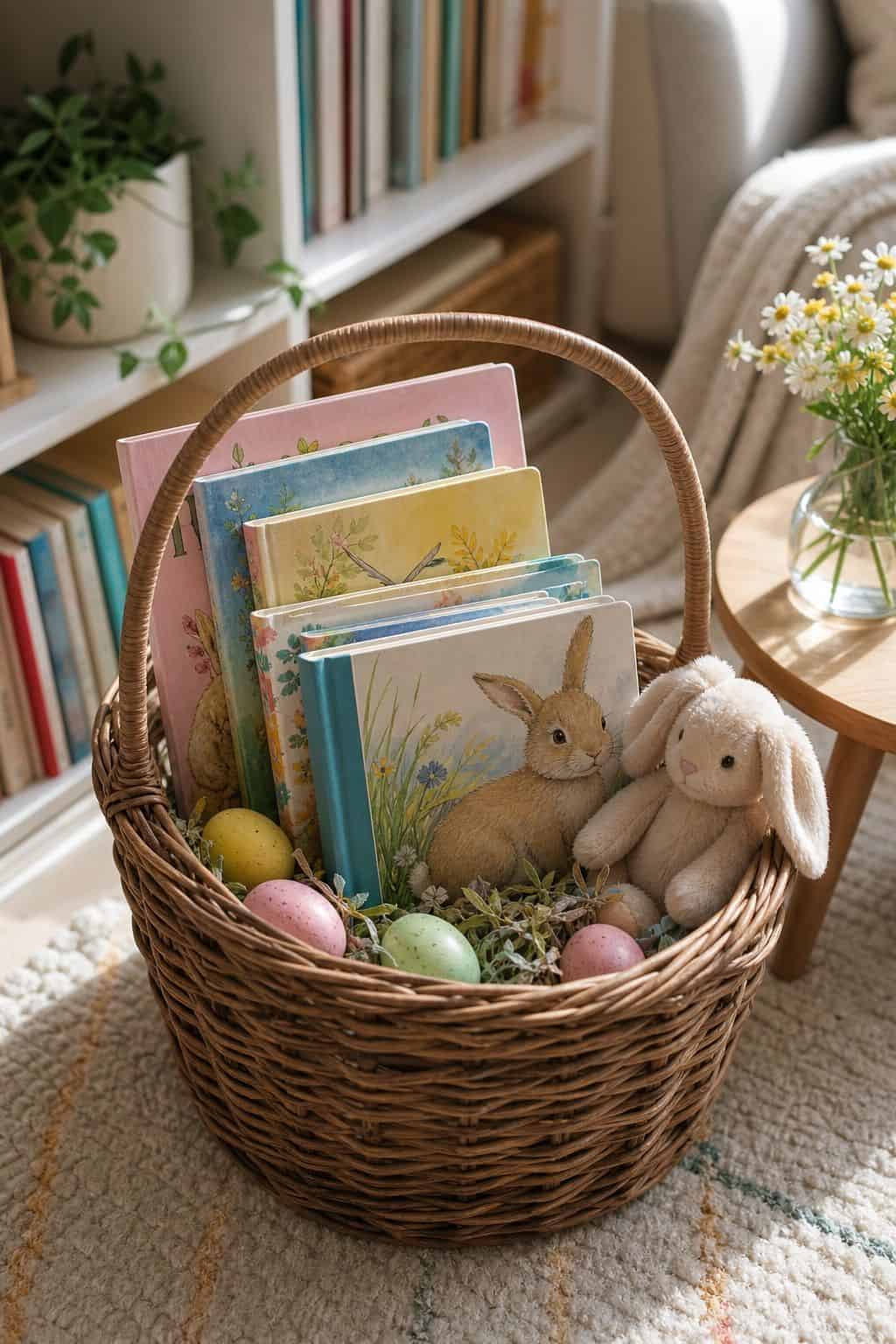 Add Books to a Kids' Basket small apartment idea for Top 19 Easter Basket Ideas for Every Age and Style.