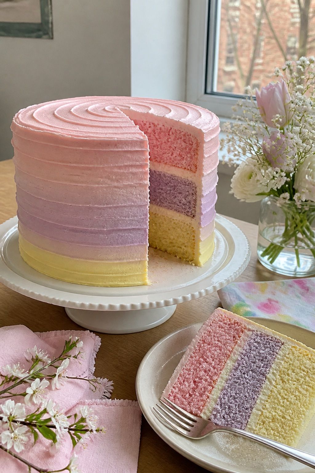 Pastel Ombre Cake small apartment idea for Top 18 Easter Cake Ideas for a Beautiful Dessert Table.