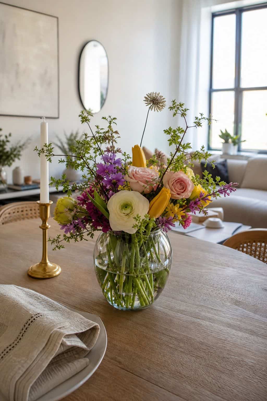 Build a Fresh Floral Centerpiece small apartment idea for Top 16 Easter Decorating Ideas for Small Apartments.