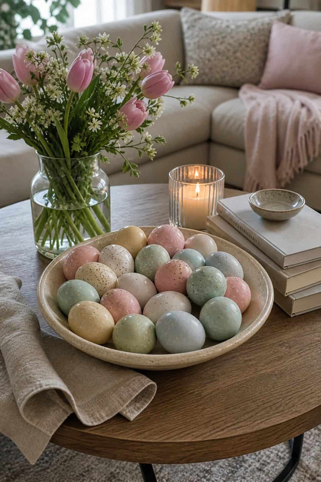 Style a Decorative Egg Display small apartment idea for Top 16 Easter Decorating Ideas for Small Apartments.