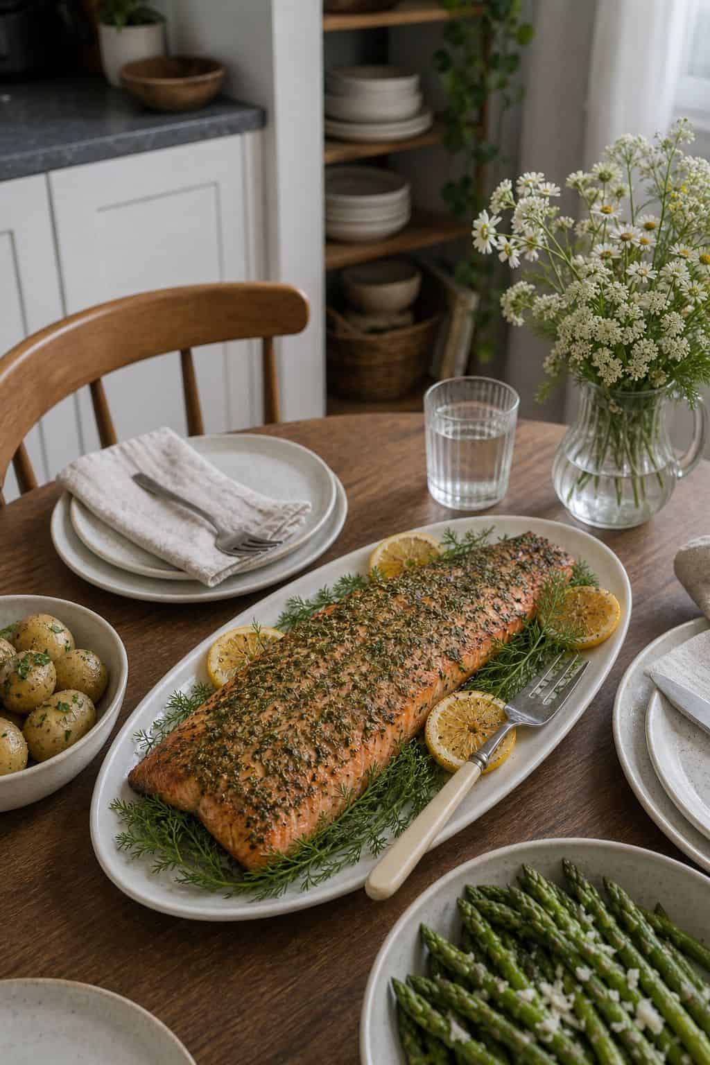 Herb-Crusted Salmon small apartment idea for Top 19 Easter Dinner Ideas for Small Apartments.