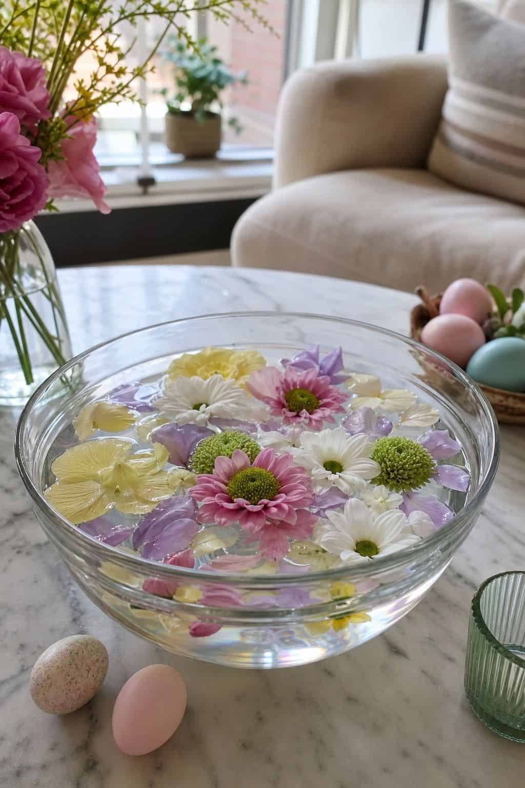 Create a Floating Flower Bowl small apartment idea for Top 17 Easter Flower Arrangement Ideas for a Fresh Spring Look.