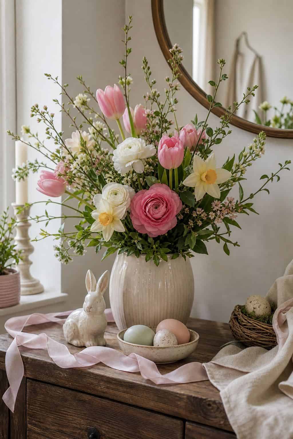 Add Small Easter Accents to the Arrangement small apartment idea for Top 17 Easter Flower Arrangement Ideas for a Fresh Spring Look.
