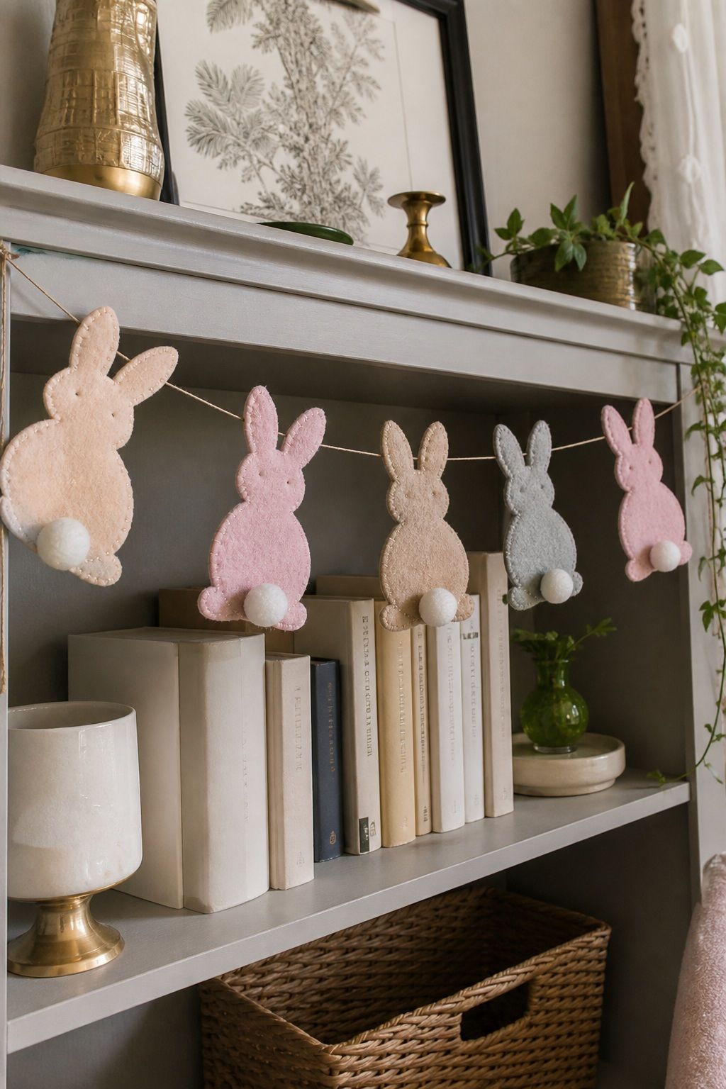 Felt Bunny Garland small apartment idea for Top 17 Easter Garland Ideas for Small Apartments.