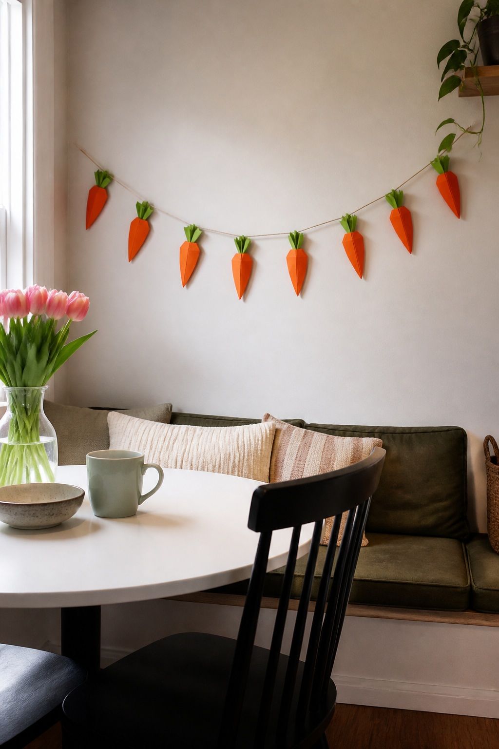 Paper Carrot Garland small apartment idea for Top 17 Easter Garland Ideas for Small Apartments.