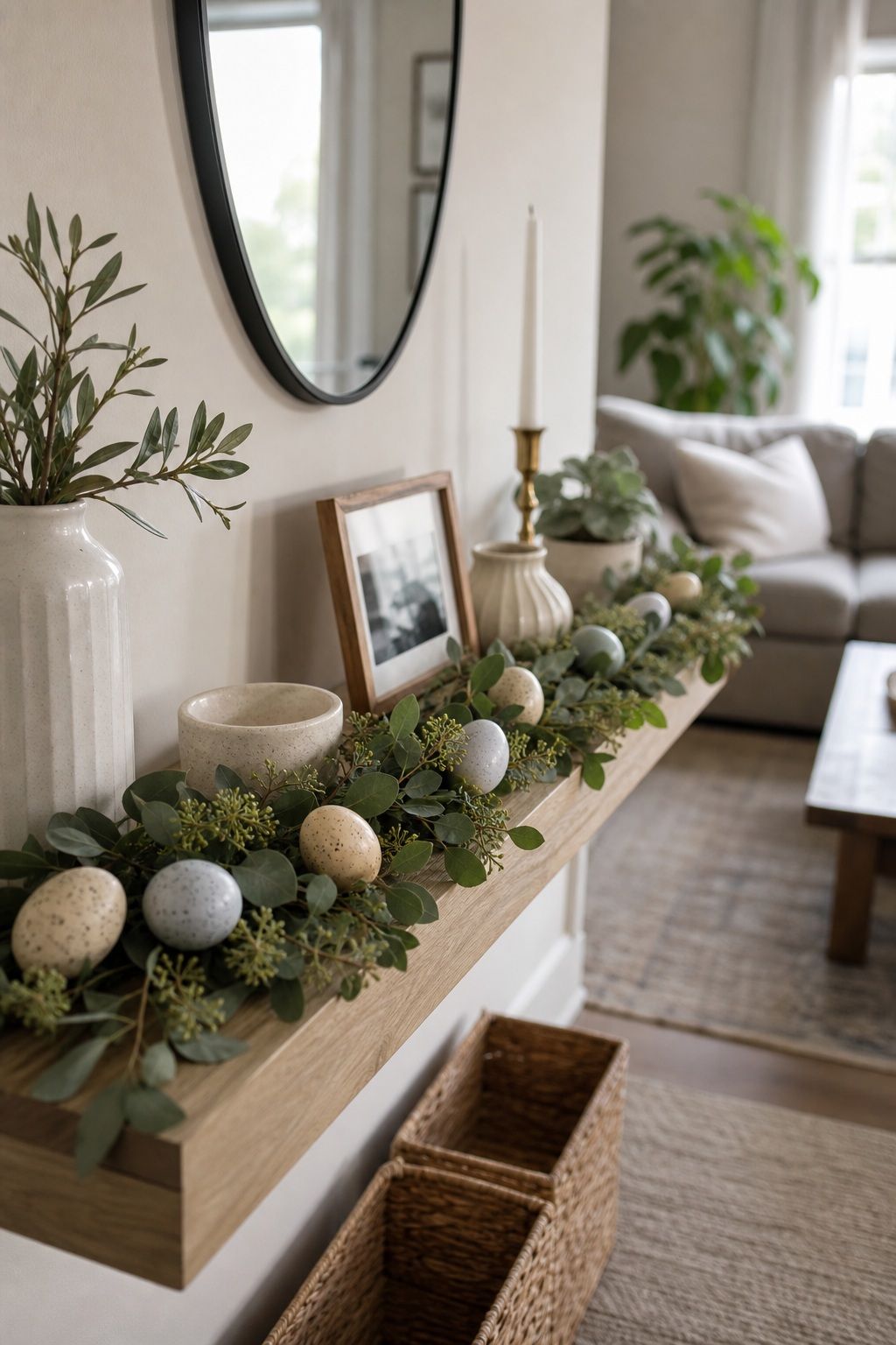 Speckled Egg and Greenery Garland small apartment idea for Top 17 Easter Garland Ideas for Small Apartments.