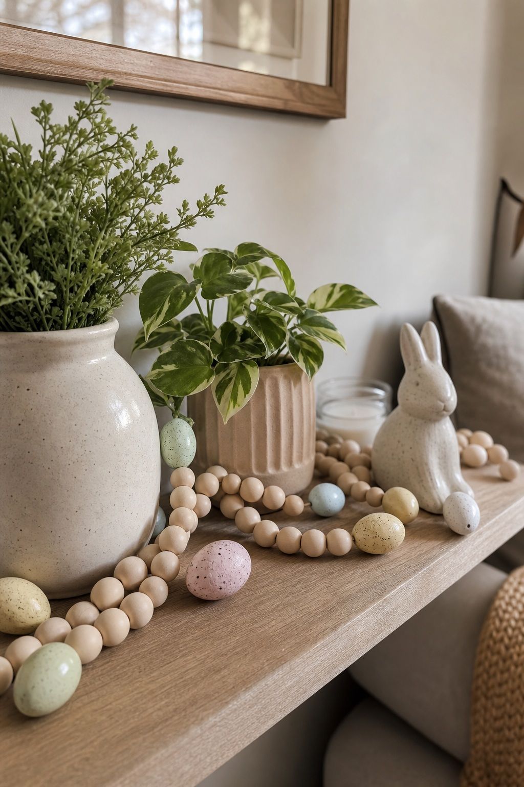 Wooden Bead Garland with Eggs small apartment idea for Top 17 Easter Garland Ideas for Small Apartments.