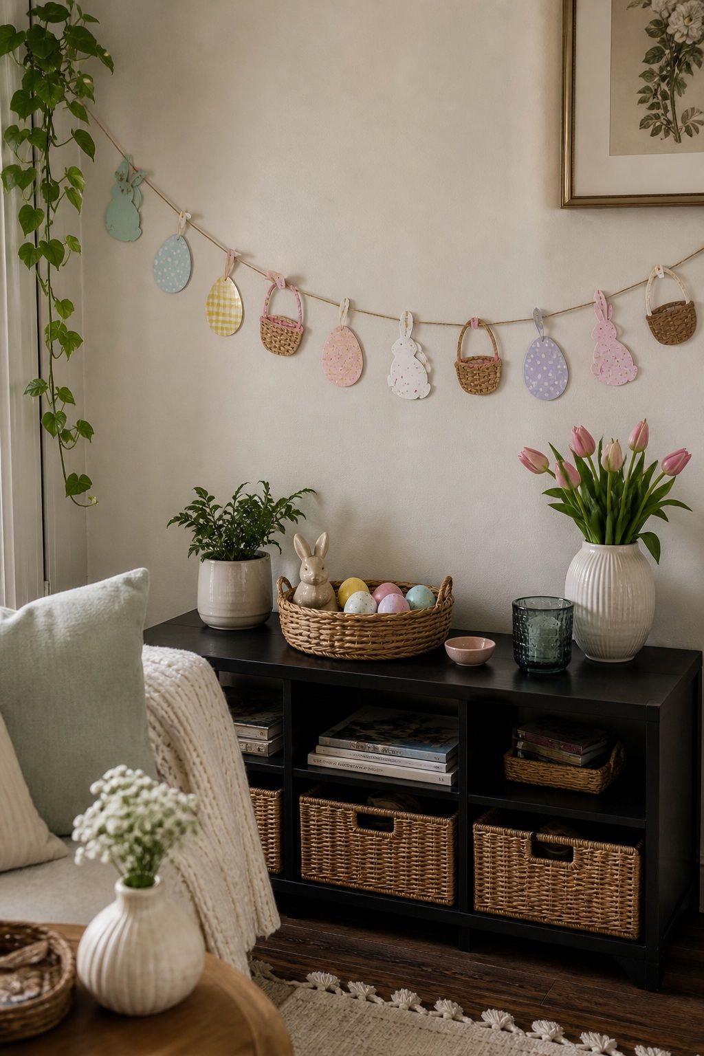 Easter Egg Hunt Garland small apartment idea for Top 17 Easter Garland Ideas for Small Apartments.