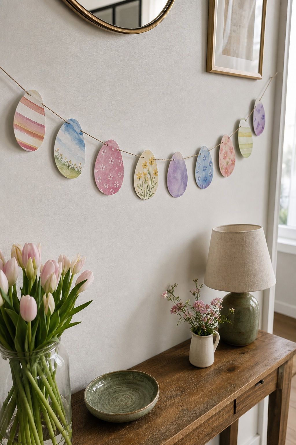 Watercolor Egg Banner small apartment idea for Top 17 Easter Garland Ideas for Small Apartments.