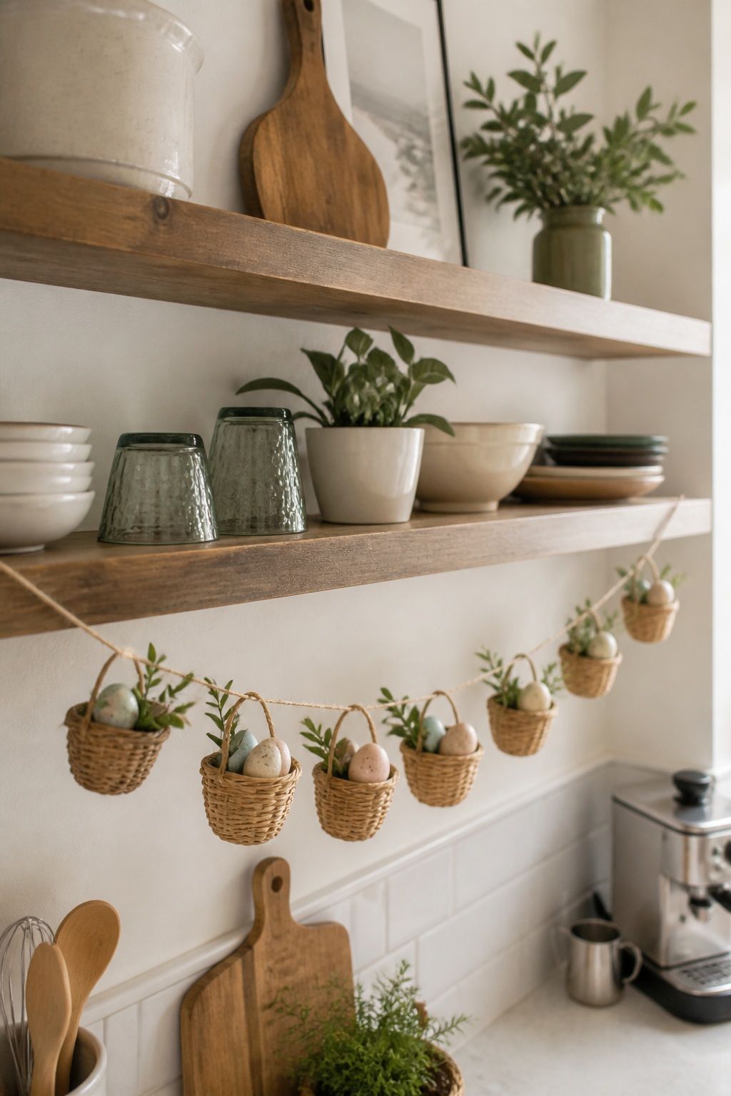 Mini Basket Garland small apartment idea for Top 17 Easter Garland Ideas for Small Apartments.