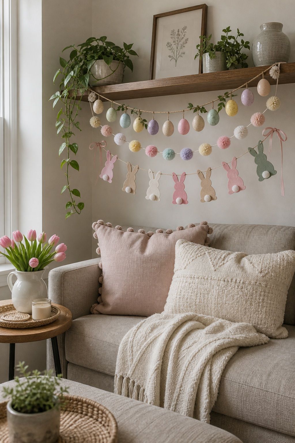 Layered Garland Cluster small apartment idea for Top 17 Easter Garland Ideas for Small Apartments.