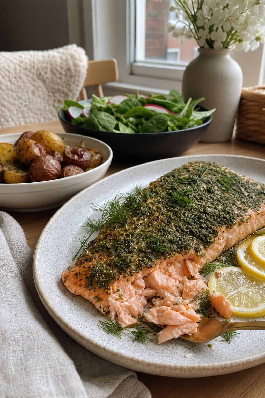 Herb-Crusted Salmon small apartment idea for Top 18 Easter Lunch Ideas for a Light and Beautiful Midday Spread.