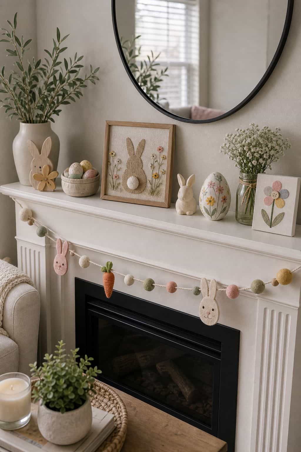 Display DIY Easter Crafts small apartment idea for Top 16 Easter Mantel Decor Ideas for Small Spaces.