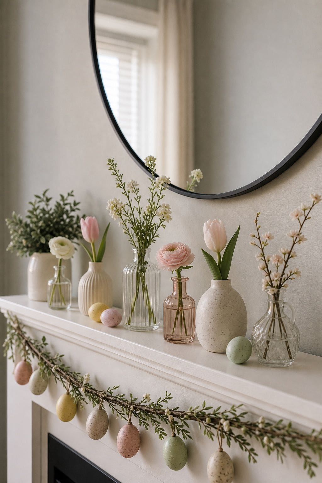 Style Spring Bud Vases small apartment idea for Top 16 Easter Mantel Decor Ideas for Small Spaces.